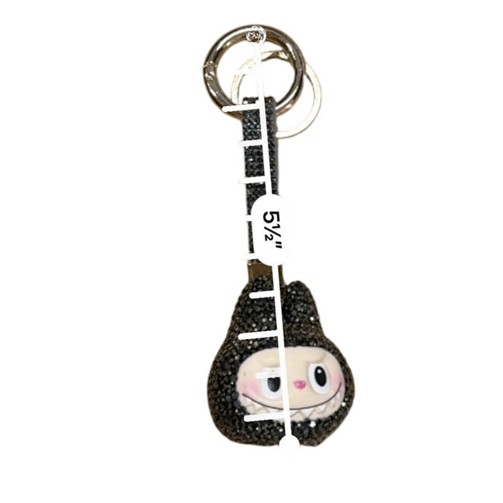 Labubu Sparkle Pave Keychain Charm Black Crystal Bag Accessory Cute - Picture 2 of 6